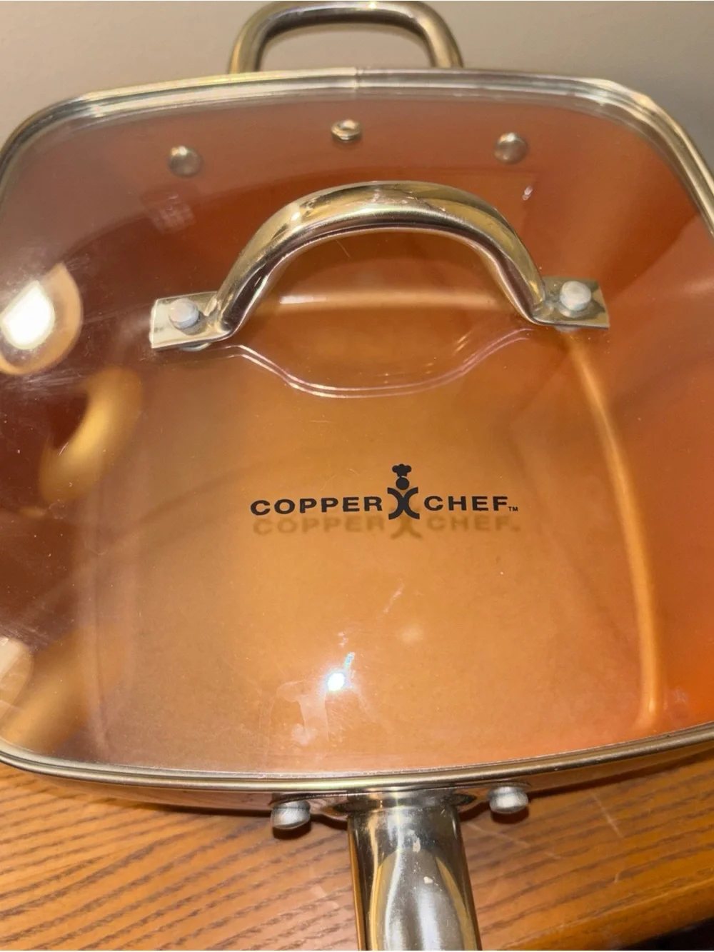 Copper Chef Square Nonstick Pan with Glass Lid - Copper Tone